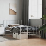 VidaXL Cadru de pat metalic cu tăblie de cap/picioare, alb, 75x190 cm 352537