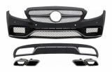 Bara fata si difuzor C63 Design cu ornamente crom pentru Mercedes C-Class W205 S205