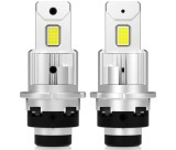 Set 2 Becuri LED D4S/R Auto, 75w, 30.000 Lumeni, Lumina Alba 6500K, 12-24 Volti, CSP, Canbus, Radiator Aluminiu AutoREY&reg; Premium