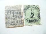 2 Timbre Germania Posta locala privata pt Calea Ferata 1898 1M si 1911 2M, Stampilat