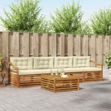 vidaXL Set de canapele de exterior cu pernă 5 pcs Natural și Crem 3372995