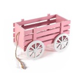 Cumpara ieftin Carucior decorativ lemn roz cm 24 x 13 cm x 15 H