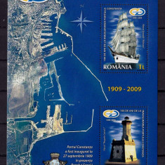 RO 2009 ,LP 1853a ,"Portul Constanta-100 ani de la inaugurare",colita 457, MNH