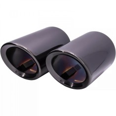 Set de 2 ornamente negru cromat toba de esapament/evacuare din inox, universale 140x70 mm