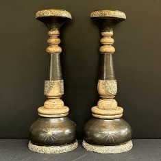 Set de sfeșnice decorative din lemn &ndash; Indonezia