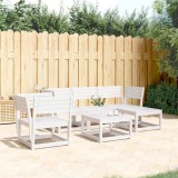 Cumpara ieftin Set mobilier relaxare de grădină 5 piese alb lemn masiv de pin