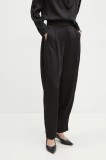 La Mania pantaloni ALLURE femei, culoarea negru, lat, high waist, LM.ALLURE