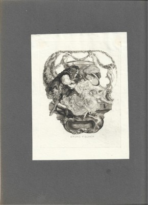 PM468N Ex-libris Bruno Fischer de Franz Von Bayros, heliogravură, cca 1910 foto
