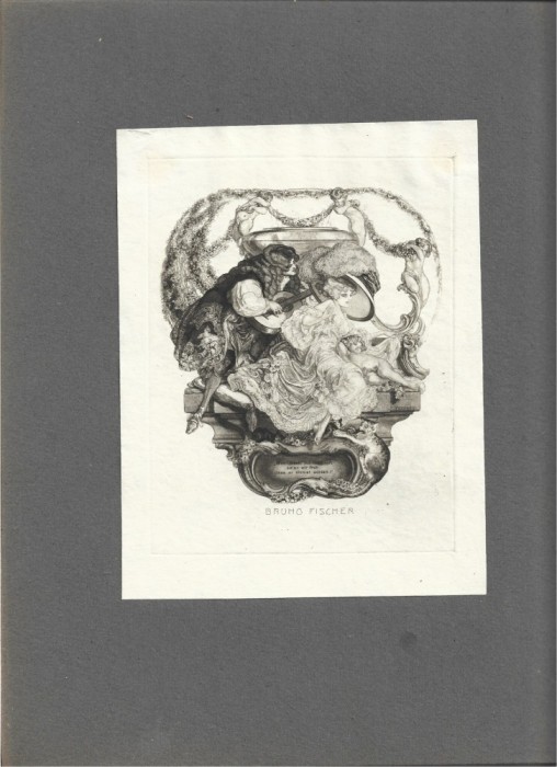 PM468N Ex-libris Bruno Fischer de Franz Von Bayros, heliogravură, cca 1910