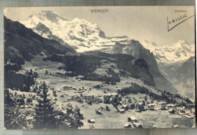AD 28 C. P. VECHE - WENGEN - BREITHORN-ELVETIA-CIRCULATA 1922-SCRISA IN FRANCEZA foto