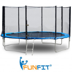 Trambulina FunFit pentru Copii si Adulti, Diametru 252cm 8FT, Scarita Inclusa, Capacitate 120kg, Plasa Laterala cu Fermoar foto