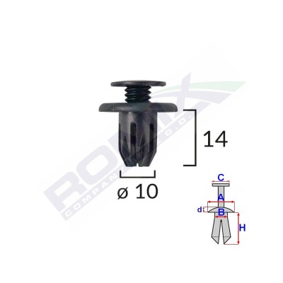 CLIPS FIXARE PENTRU HONDA MINI - NEGRU SET 10 BUC 61763 foto