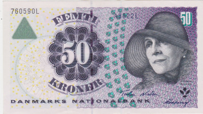 DANEMARCA 50 KRONER COROANE ND (2002) aUNC foto