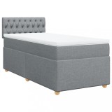 Cumpara ieftin Pat continental cu saltea, gri deschis, 80x200 cm, textil