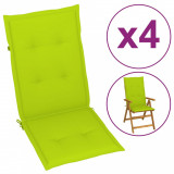 Perne scaun de grădină, 4 buc., verde aprins, 120x50x3 cm