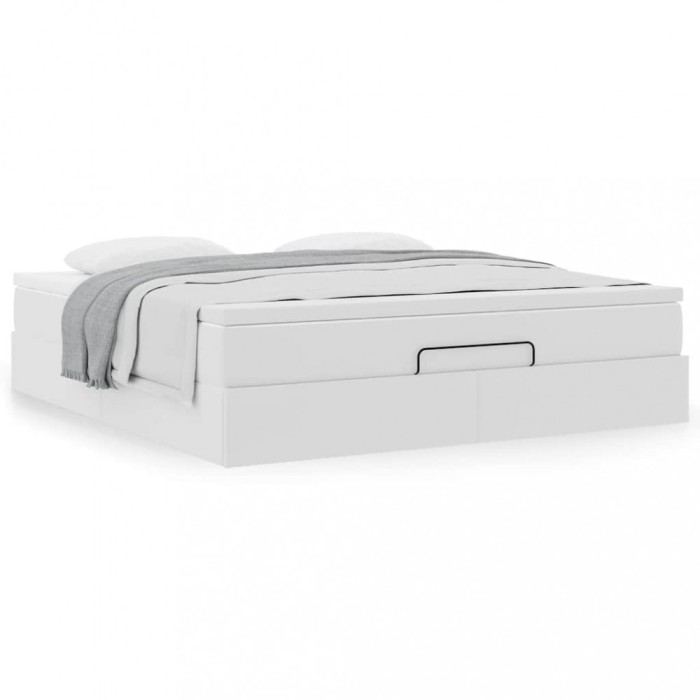 Gossi cadru de pat otoman cu saltea alb 160x200cm piele artificiala