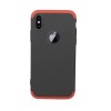 Husa iPhone X Magnetica 360 Sticla Securizata, Rama Metalica, Anti-soc, Negru/Rosu