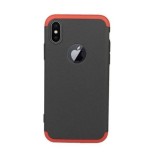 Husa iPhone X Magnetica 360 Sticla Securizata, Rama Metalica, Anti-soc, Negru/Rosu
