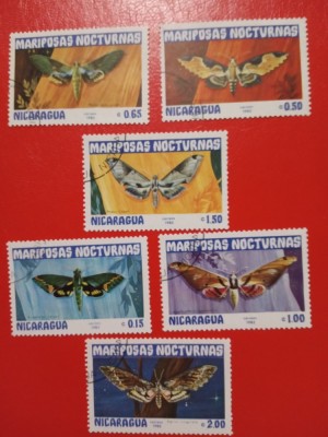 NICARAGUA, FLUTURI - 6 VALORI ȘTAMPILATE foto