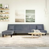 vidaXL Canapea extensibilă &icirc;n formă de L gri 255x140x70 cm catifea