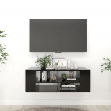 Dulap TV montat pe perete, negru, 102x35x35 cm, PAL, vidaXL