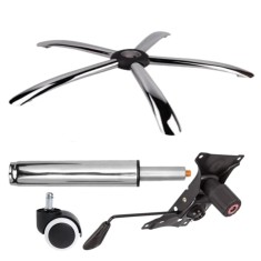 Set placuta balans metalica 22 cm x 15 cm, baza 60 cm , rolă universala cauciuc si cilindru piston, gaz, pentru scaune birou, argintiu, 35 cm