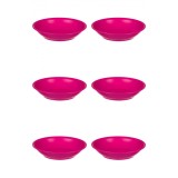 Set farfurii 6 piese, farfurii adanci, plastic, fucsia, diametru 18 cm