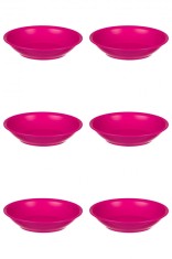 Set farfurii 6 piese, farfurii adanci, plastic, fucsia, diametru 18 cm