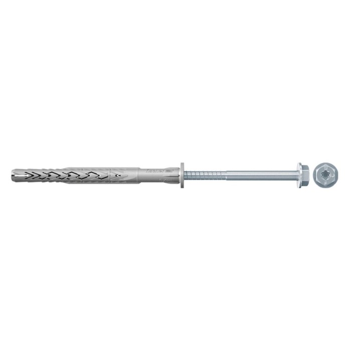 Diblu pentru materiale constructii, din nylon, 10 x 80 mm, Fischer SXR, cu surub de siguranta, hexagonal, Torx T40