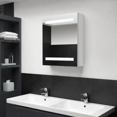 Dulap de baie cu oglinda si LED alb stralucitor 50x14x60 cm GartenMobel Dekor foto
