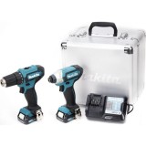 Set de scule Makita CLX224X Masina de gaurit si insurubat 30 Nm, masina de insurubat cu impact, 110 Nm, 2 acumulatori Li-Ion 1.5 Ah, 12 V, incarcator,