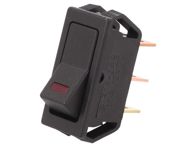 Comutator Basculant ON-OFF 20A/12VDC cu LED Negru