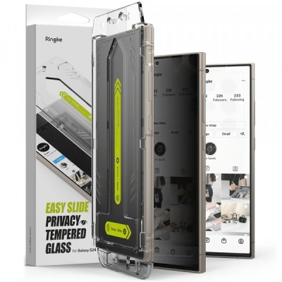 Folie de protectie Ecran Privacy Ringke Easy Slide pentru Samsung Galaxy S24 Ultra S928, Sticla Securizata, Full Glue, Set 2 bucati foto