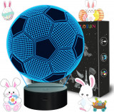 Cer 3D Lumină de noapte pentru copii, FULLOSUN Fotbal Optic Iluzie LED Lampă,16