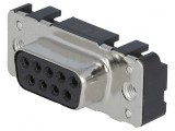 Conector D-Sub 9-Pin Soclu Mamă cu Montare THT și Fixare prin Șuruburi