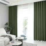 Draperie din catifea blackout cu rejansa transparenta cu ate pentru galerie, Madison, 150x220 cm, densitate 700 g/ml, Kelp, 1 buc