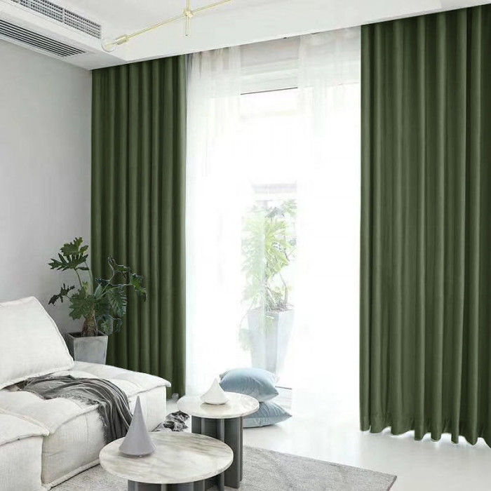Draperie din catifea blackout cu rejansa transparenta cu ate pentru galerie, Madison, 200x260 cm, densitate 700 g/ml, Kelp, 1 buc