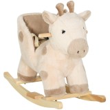 AIYAPLAY Cal balansoar pentru copii girafă jucărie balansoar pentru bebeluși cu efect sonor, centură de siguranță, 68x35x50cm, bej | Aosom Romania