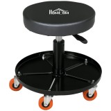 HOMCOM Scaun Atelier cu Roți și Suport pentru Scule, Scaun de Lucru cu &Icirc;nălțime Reglabilă și Rotire 360&deg;, 40x40x48cm, Negru | Aosom Romania