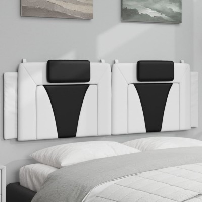 vidaXL Pernă pentru tăblie pat, alb și negru, 160cm, piele artificială foto