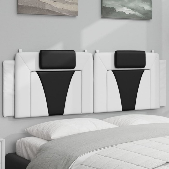 vidaXL Pernă pentru tăblie pat, alb și negru, 160cm, piele artificială