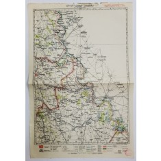 HARTA ZONEI TIGHINA - CHISINAU , LITOGRAFIE DE M.D. MOLDOVEANU , 1936, POLICROMA