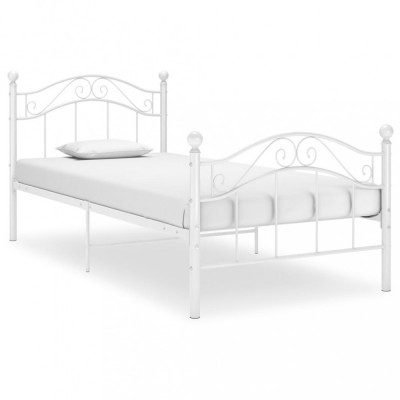 Cadru de pat, alb, 90x200 cm, metal foto
