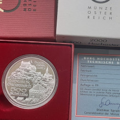 MONEDA DIN ARGINT AUSTRIA IN CUTIE SI CERTIFICAT- 500 SCHILLING 2000, PROOF