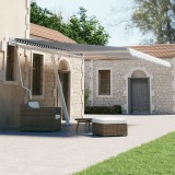 Copertina Autonoma Retractabila Automata vidaXL Albastru &amp; Alb 450x300cm, Aluminiu, Poliester, Protectie UV, Telecomanda, Rotatie 360&deg;