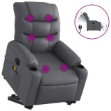 Cumpara ieftin Fotoliu Masaj Rabatabil Electric cu Ridicare, Piele Eco Gri. Relaxare &amp; Confort maxim! Dim: 75.5x93x99.5 cm. Suporta 110kg