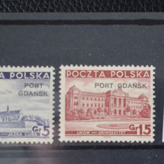 TS23 - Timbre serie Polonia - 1937 Mi32-33 nestampilat * Port Gdansk