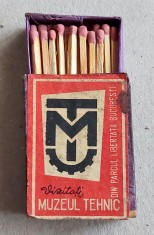 1968 Vizitati Muzeul Tehnic - cutie chibrituri romanesti din lemn