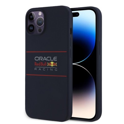 Husa iPhone 14 Pro Red Bull Racing Silicone Horizontal Centered Logo MagSafe, albastru inchis, RBHMP14L24SIHSRV foto