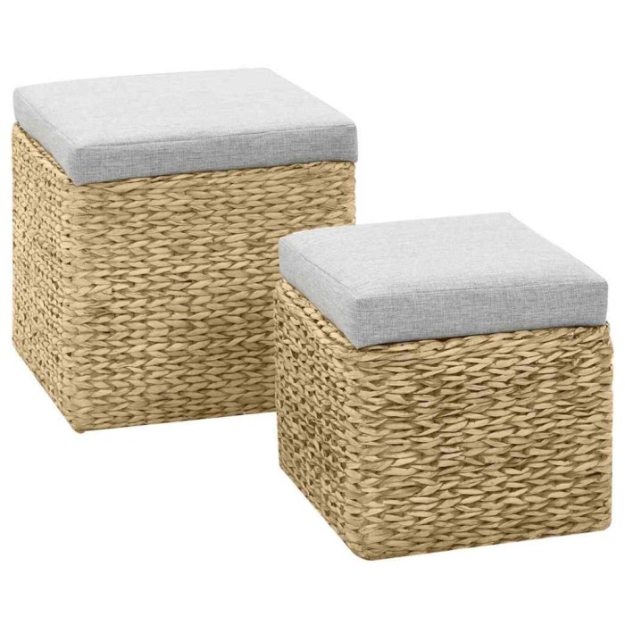 Set taburete 2 buc., iarba de mare, gri